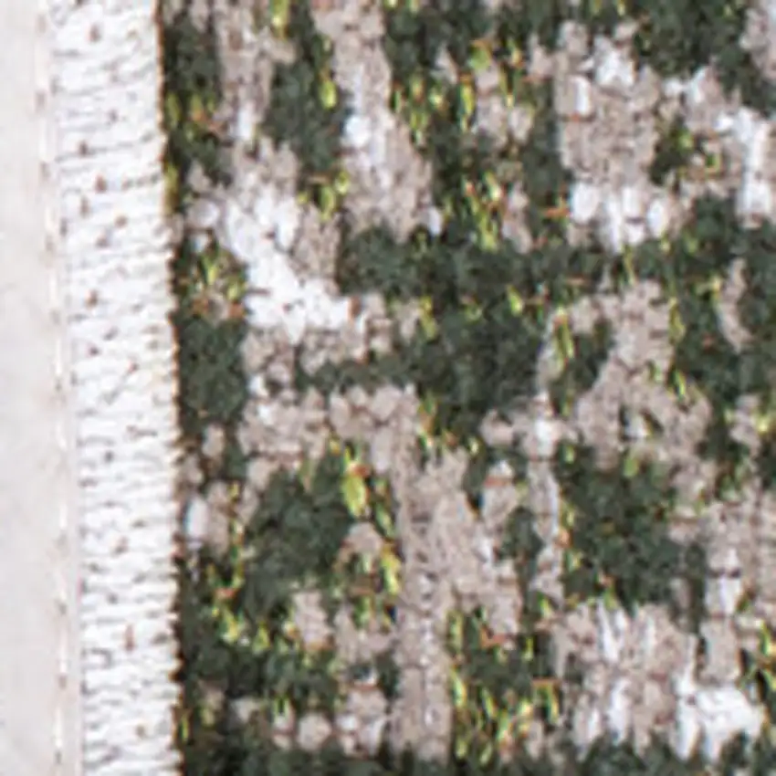 5' White Gray And Green Abstract Washable Round Rug With UV Protection Photo 7