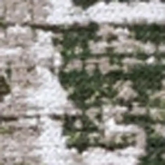 5' White Gray And Green Abstract Washable Round Rug With UV Protection Photo 3