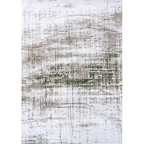 5' White Gray And Green Abstract Washable Round Rug With UV Protection Photo 2