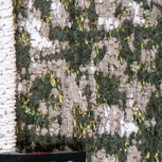 8' White Gray And Green Abstract Washable Round Rug With UV Protection Photo 7