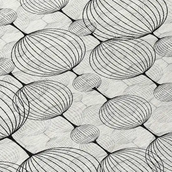 8' White Gray And Silver Round Geometric Washable Indoor Outdoor Area Rug Photo 9
