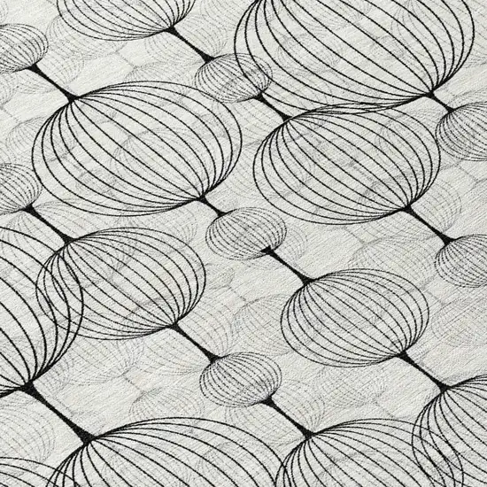 8' White Gray And Silver Round Geometric Washable Indoor Outdoor Area Rug Photo 9