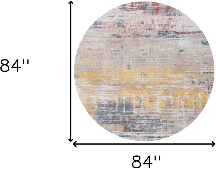 8' White Round Abstract Non Skid Area Rug Photo 3
