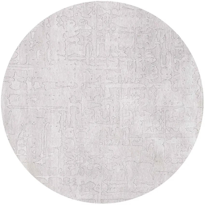 8' White Round Abstract Non Skid Area Rug Photo 6