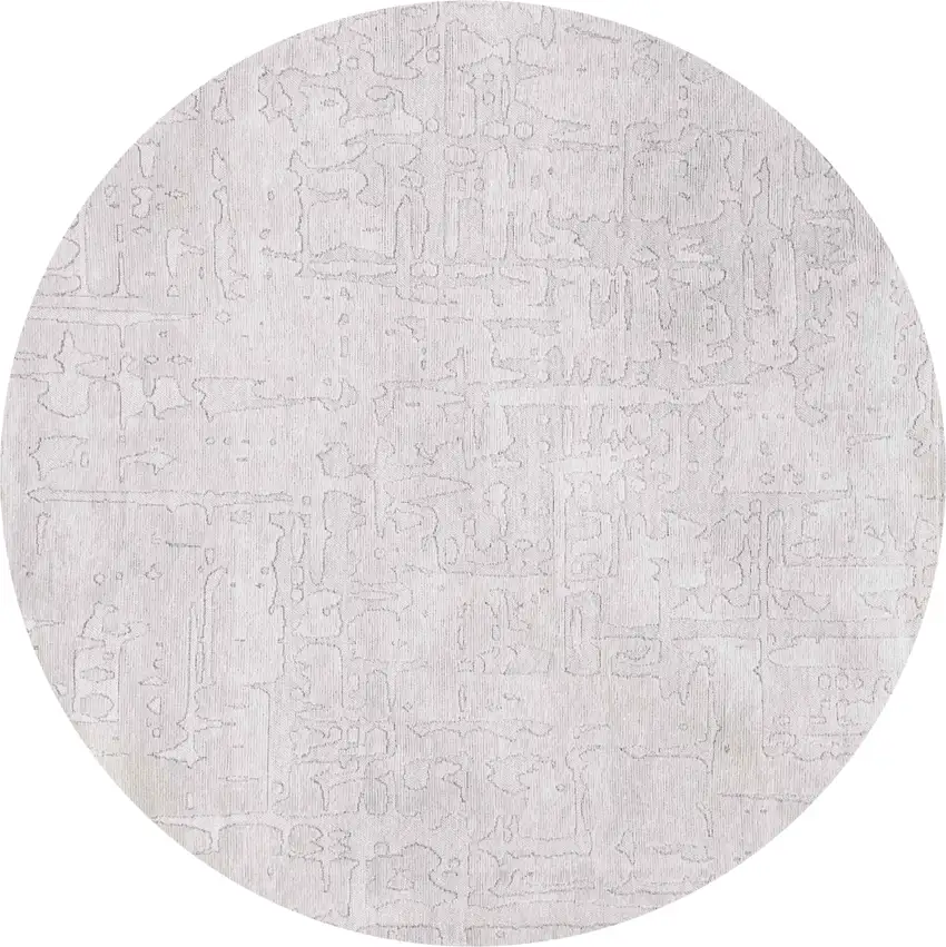 8' White Round Abstract Non Skid Area Rug Photo 2