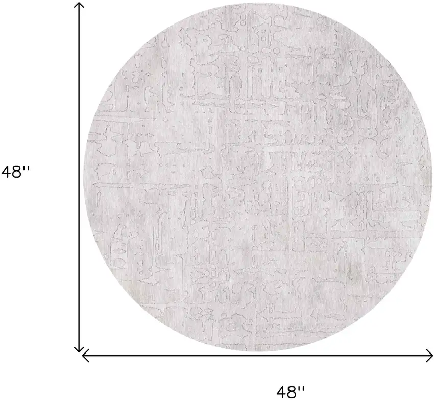 5' White Round Abstract Non Skid Area Rug Photo 3