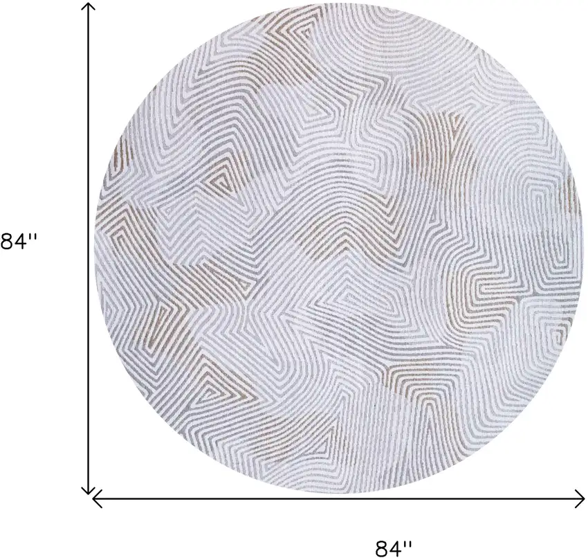 8' White Round Abstract Non Skid Area Rug Photo 3