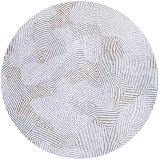 5' White Round Abstract Non Skid Area Rug Photo 2