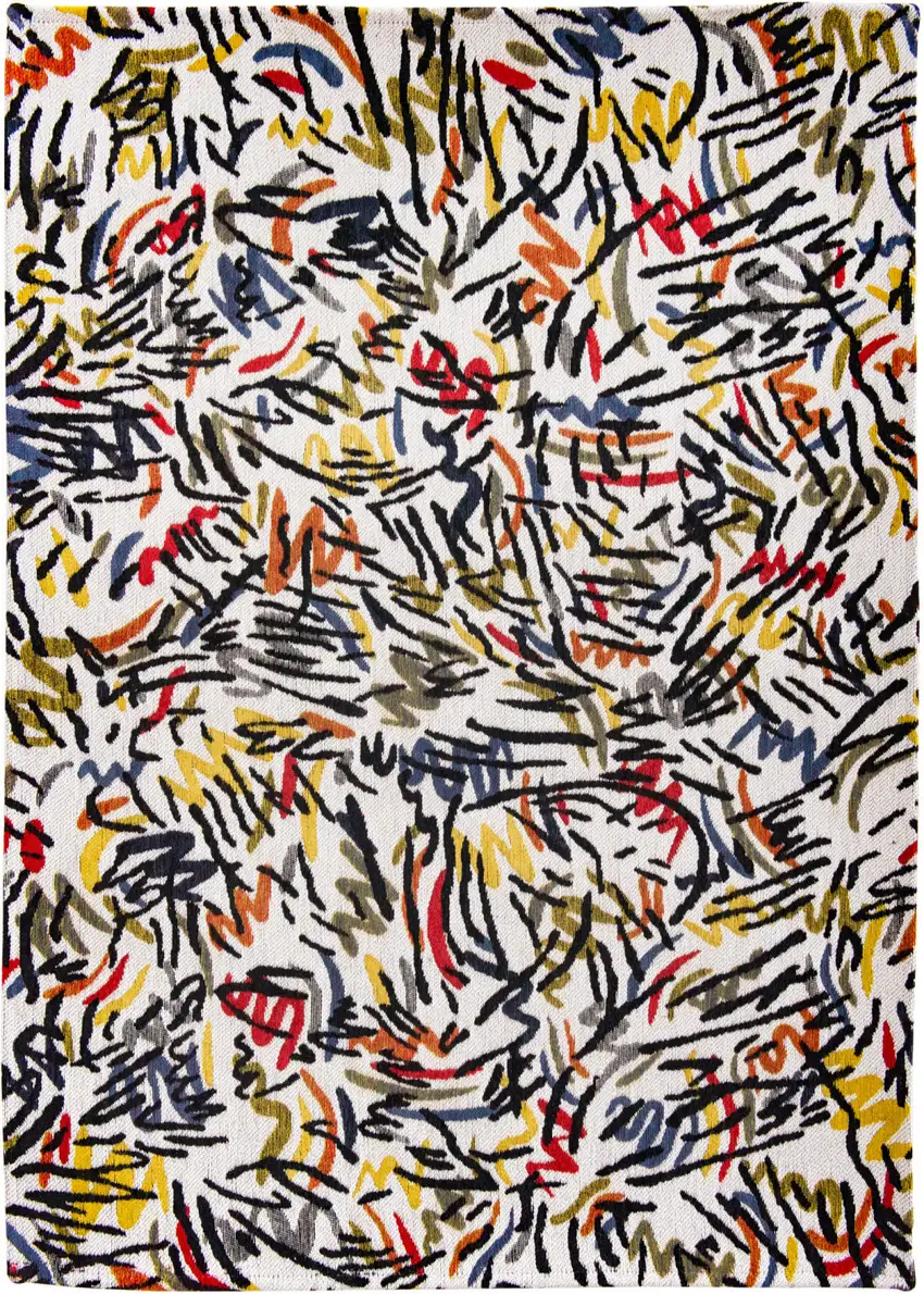 8' White Round Abstract Non Skid Area Rug Photo 5