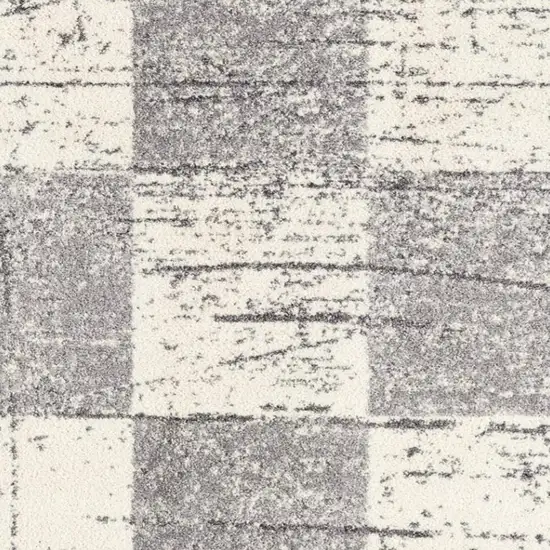 5' White Round Checkered Power Loom Area Rug Photo 6