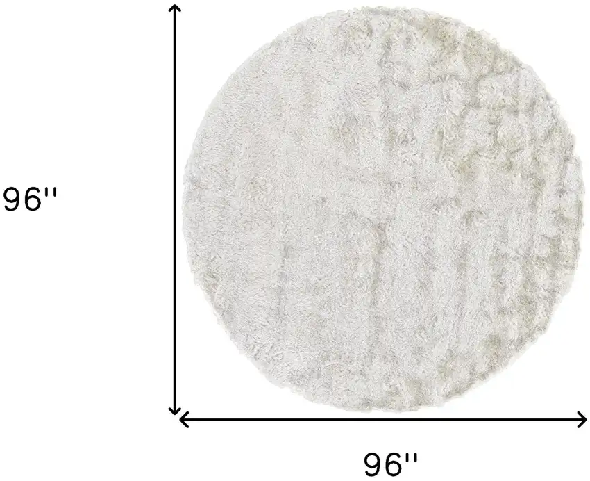 8' White Round Shag Tufted Handmade Area Rug Photo 5