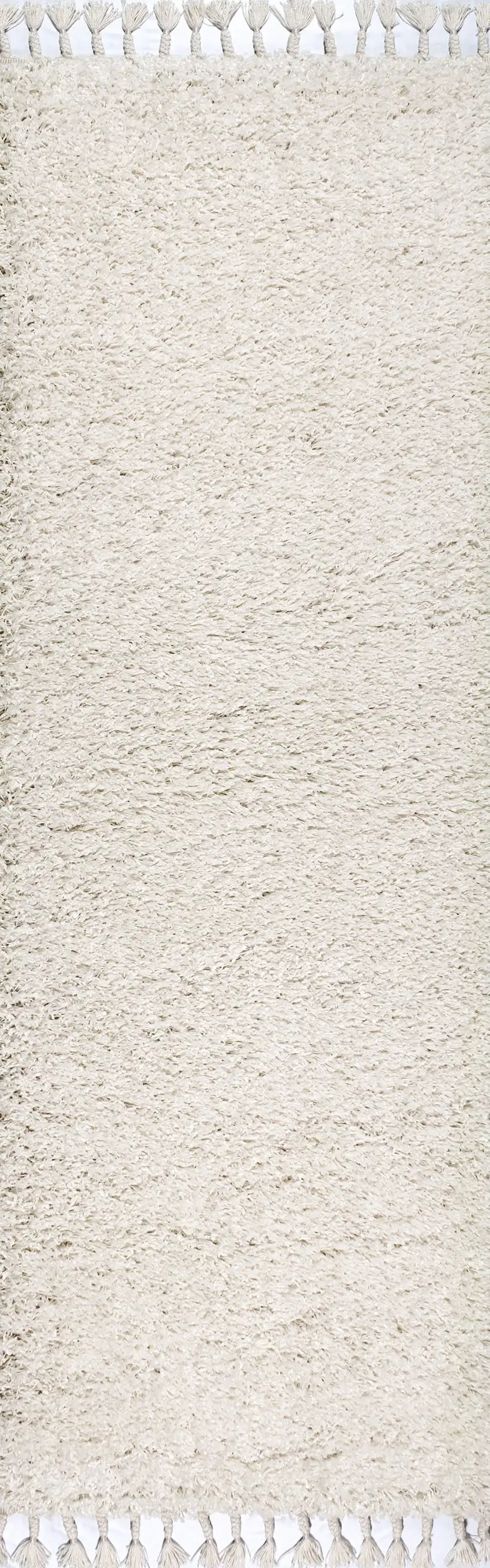 8' White Runner Rug With Fringe Photo 8