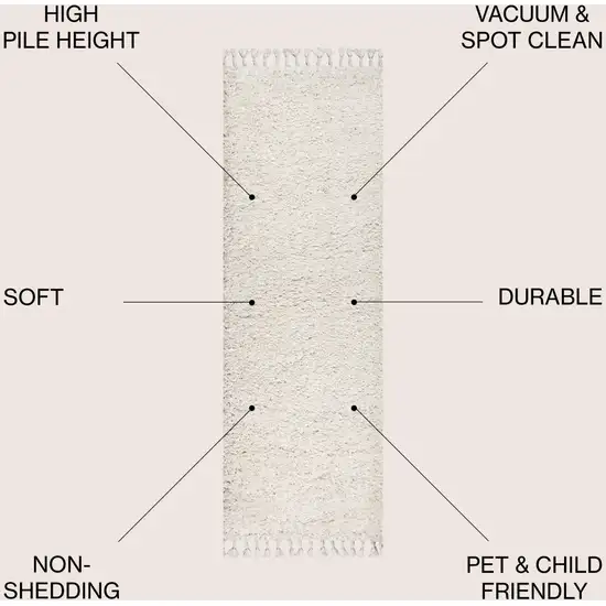 8' White Runner Rug With Fringe Photo 7