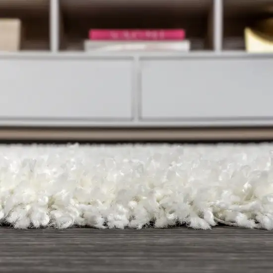 8' White Runner Rug With Fringe Photo 4