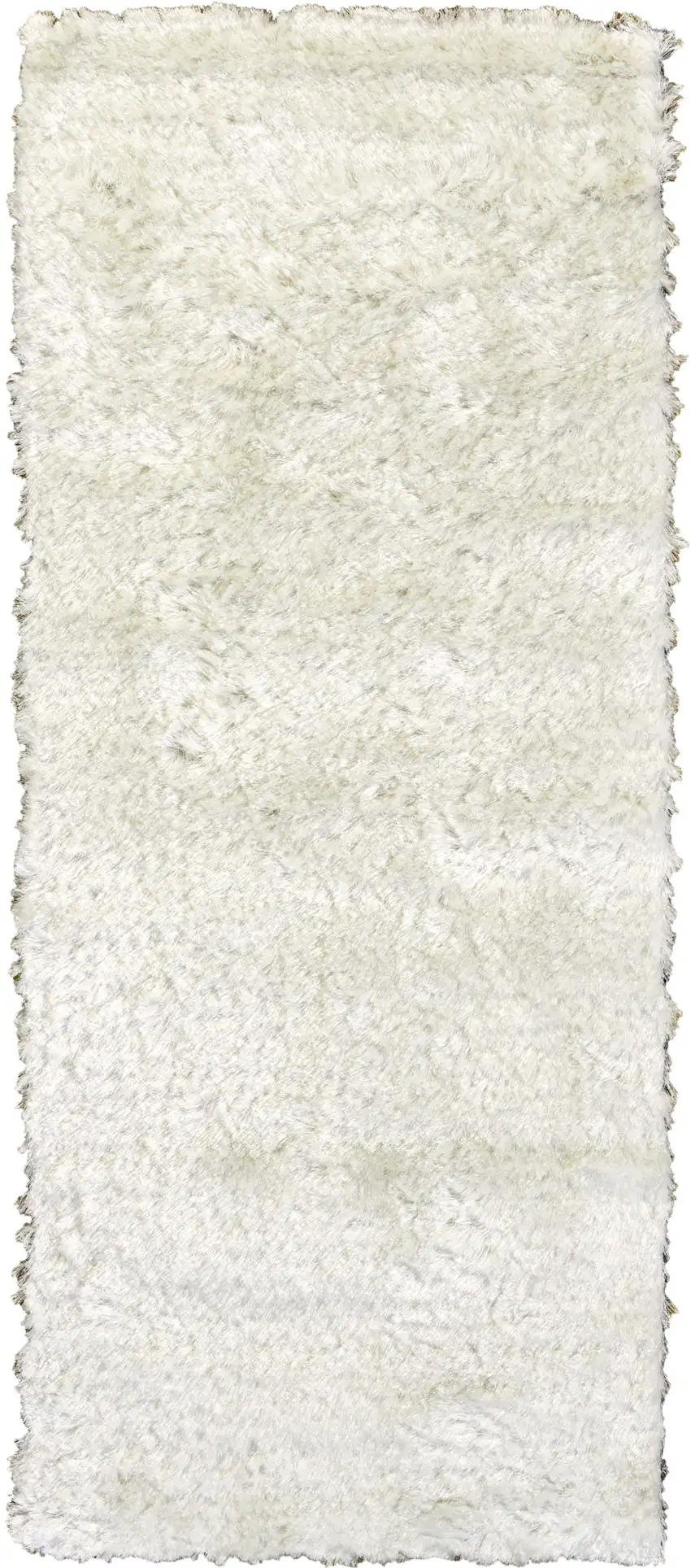 6' White Shag Hand Tufted Runner Rug Photo 2