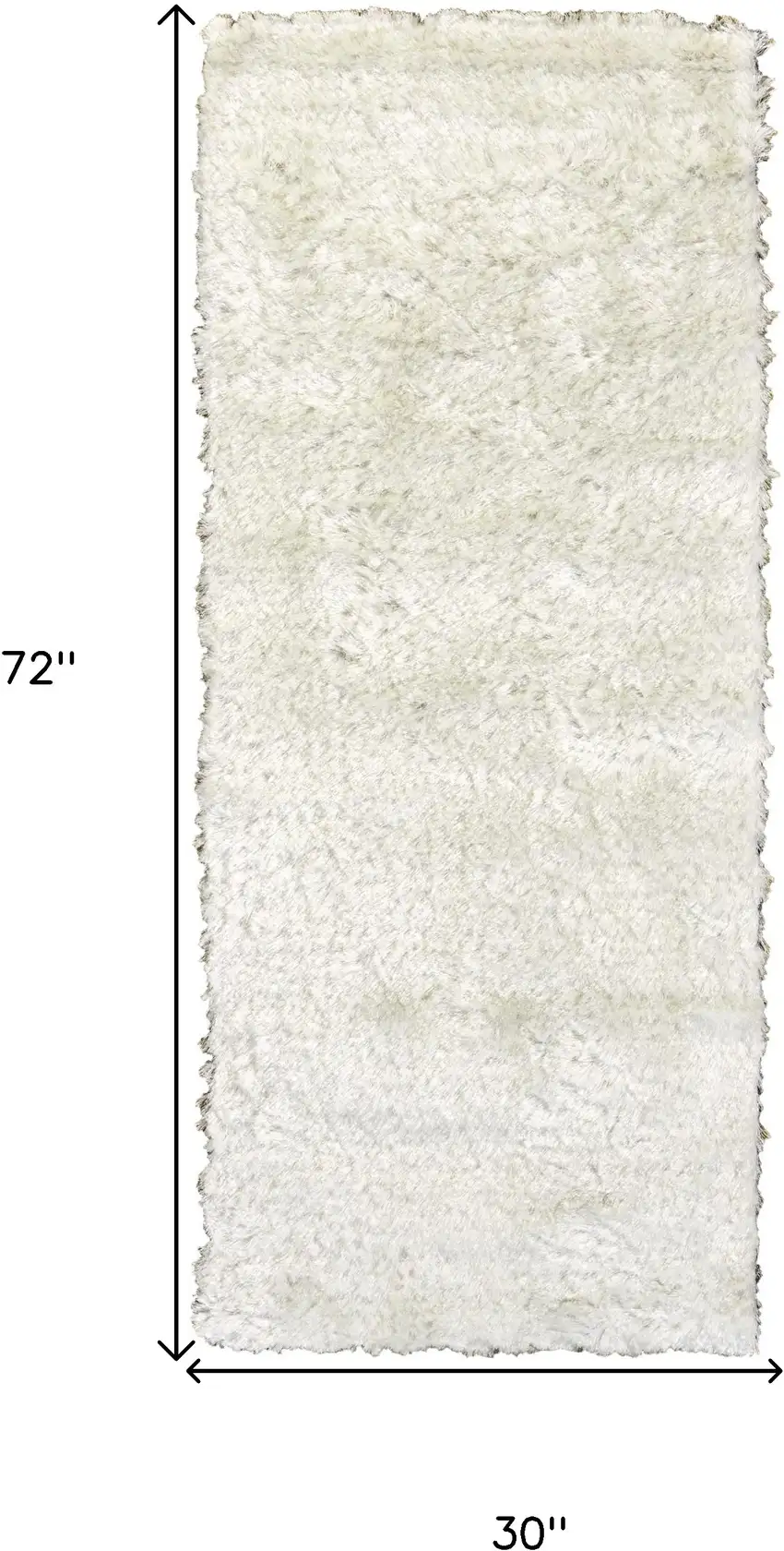 6' White Shag Hand Tufted Runner Rug Photo 3