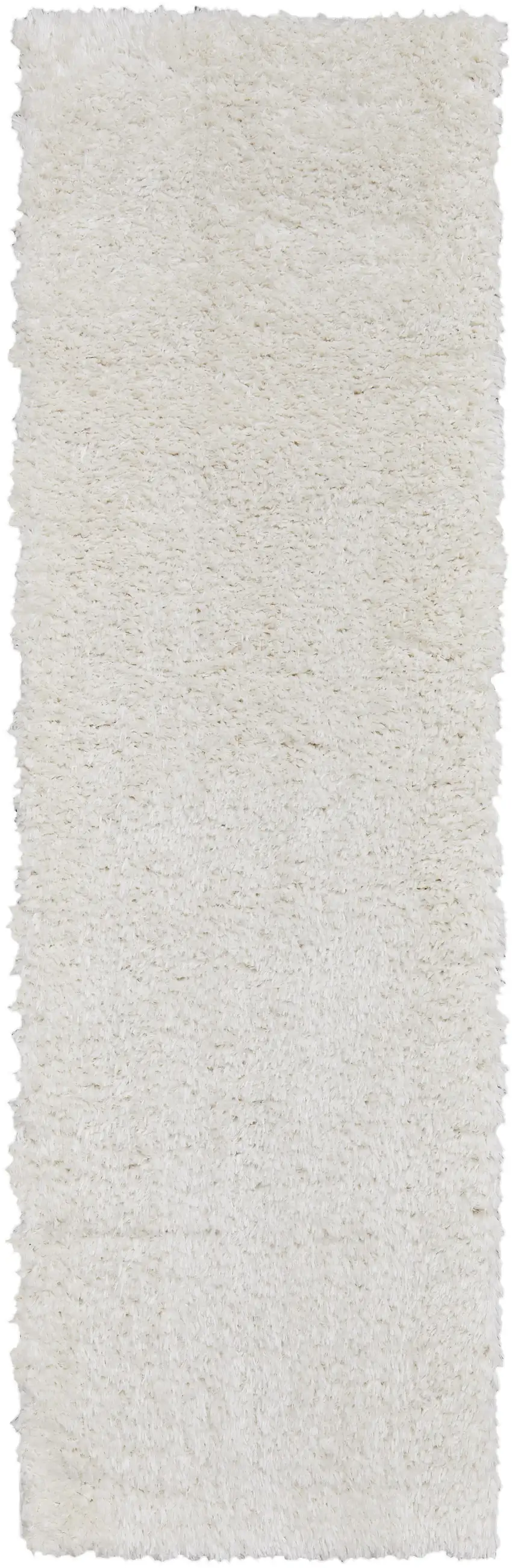 8' White Shag Power Loom Runner Rug Photo 2