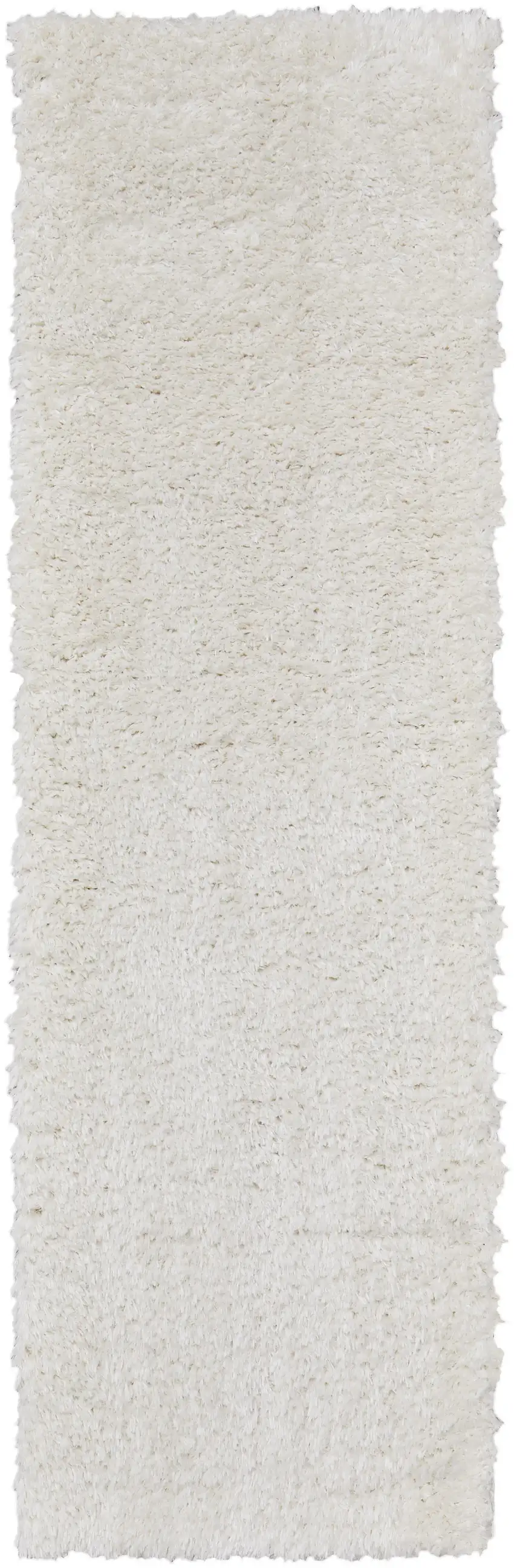 8' White Shag Power Loom Runner Rug Photo 5