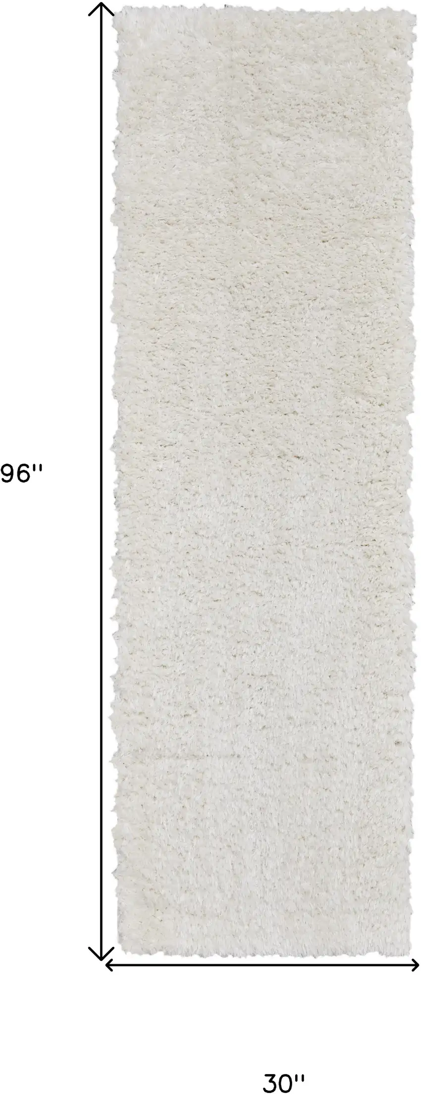 8' White Shag Power Loom Runner Rug Photo 3