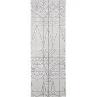 Photo of 8' White Silver And Gray Geometric Stain Resistant Runner Rug