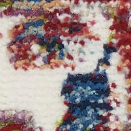 6' White and Golden Brown Floral Distressed Non Skid Runner Rug Photo 3