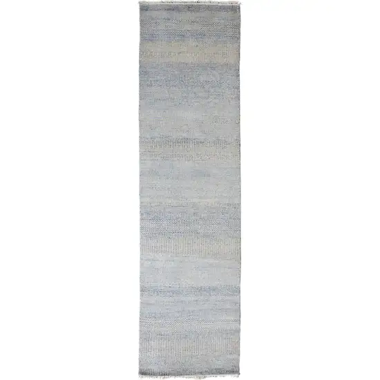10' Wool Striped Hand KNotted Runner Rug Photo 1