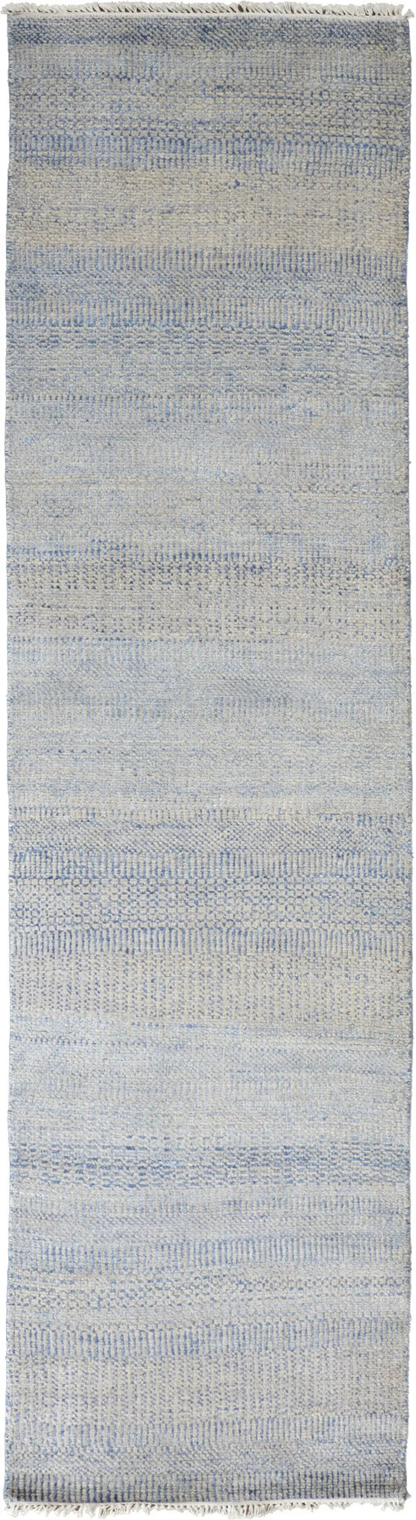 10' Wool Striped Hand KNotted Runner Rug Photo 1