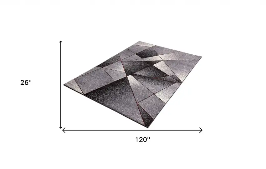 2' X 10'  Abstract Geometric Stain Resistant Area Rug Photo 7