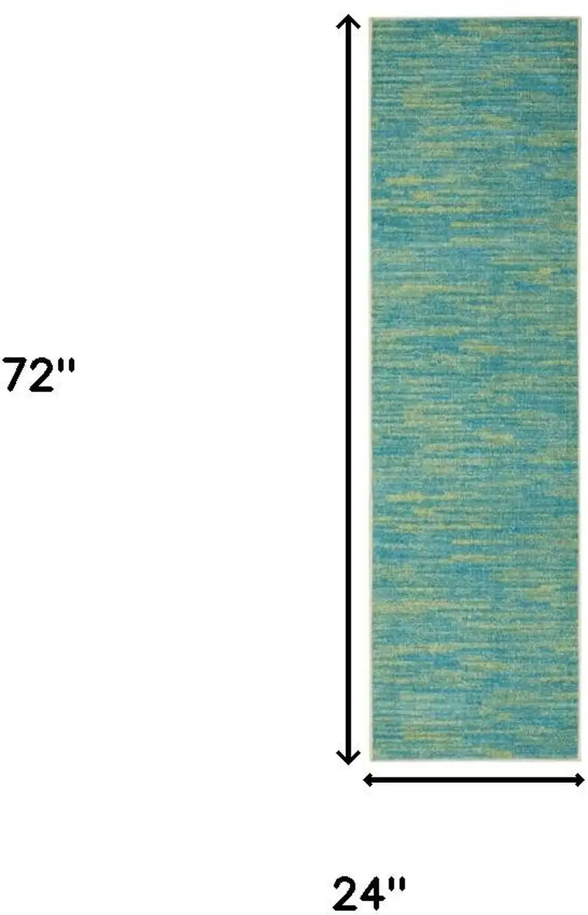6' Blue And Green Indoor Outdoor Runner Rug Photo 9