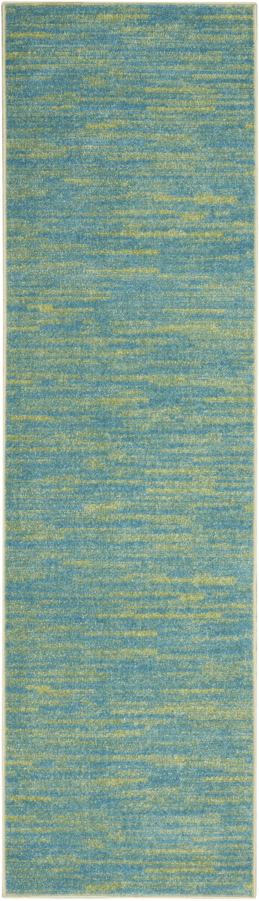 6' Blue And Green Indoor Outdoor Runner Rug Photo 4