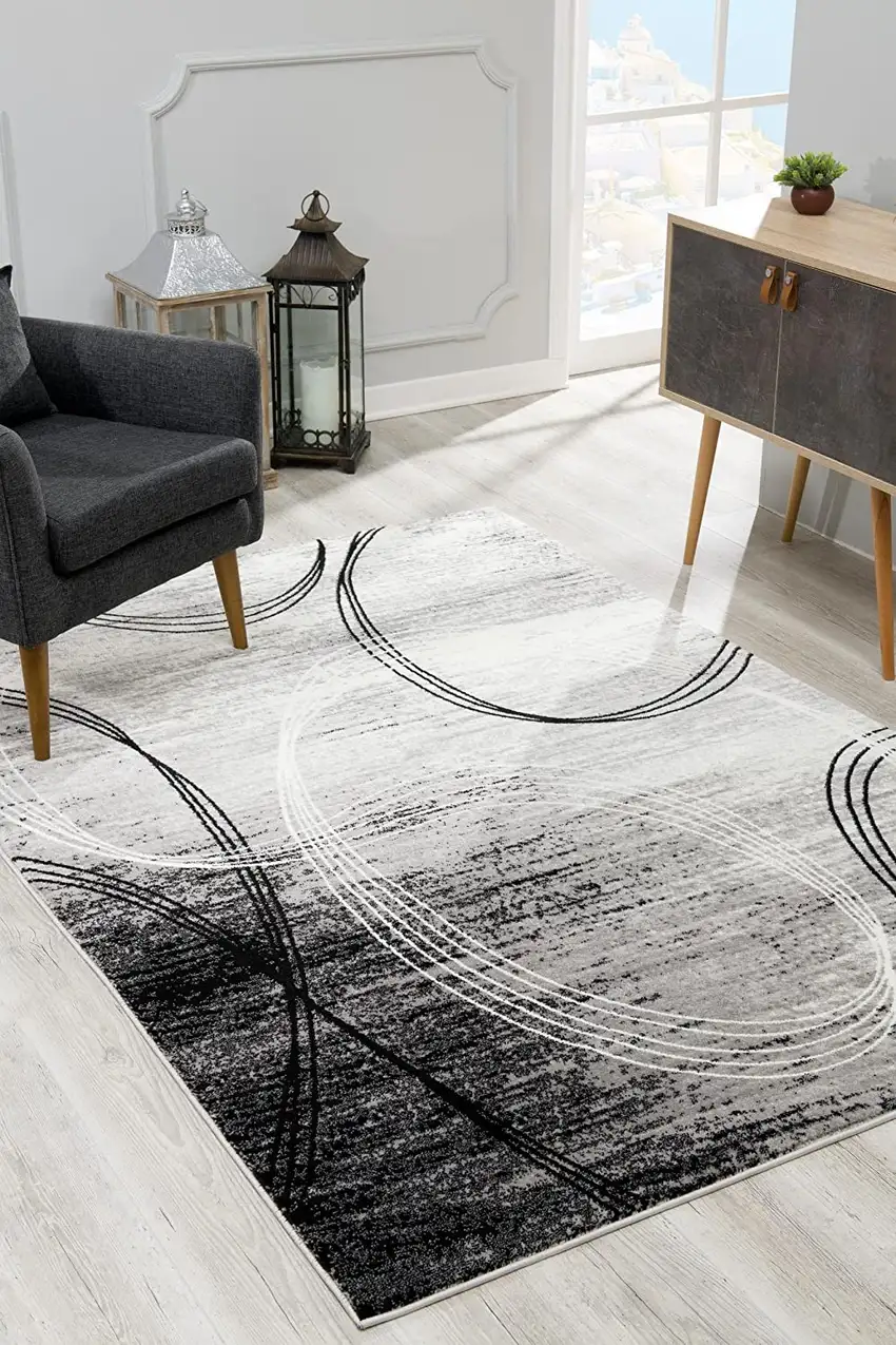 3' X 10' Abstract Power Loom Stain Resistant Area Rug Photo 2