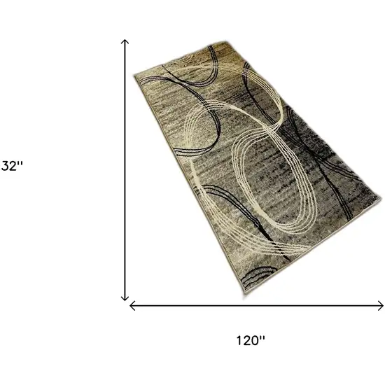 3' X 10' Abstract Power Loom Stain Resistant Area Rug Photo 8