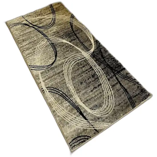 3' X 8' Abstract Power Loom Stain Resistant Area Rug Photo 7