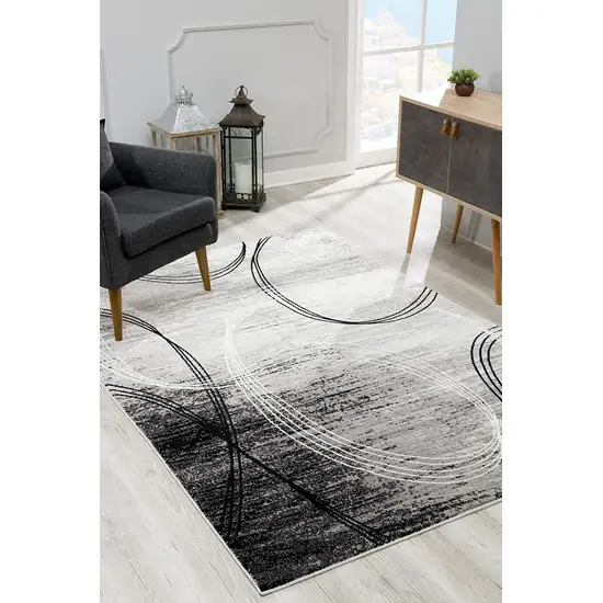 3' X 8' Abstract Power Loom Stain Resistant Area Rug Photo 2