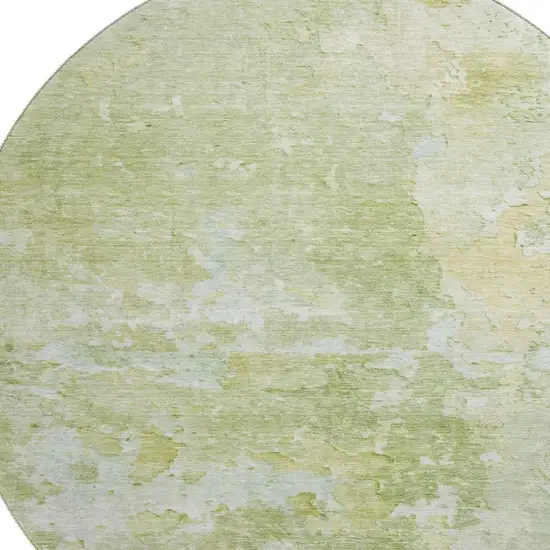8' X 8' Artichoke Green And Gold Abstract Washable Round Rug With UV Protection Photo 2