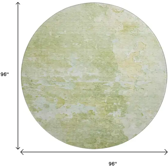 8' X 8' Artichoke Green And Gold Abstract Washable Round Rug With UV Protection Photo 9