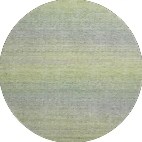8' X 8' Artichoke Green And Gray Striped Washable Round Rug With UV Protection Photo 3