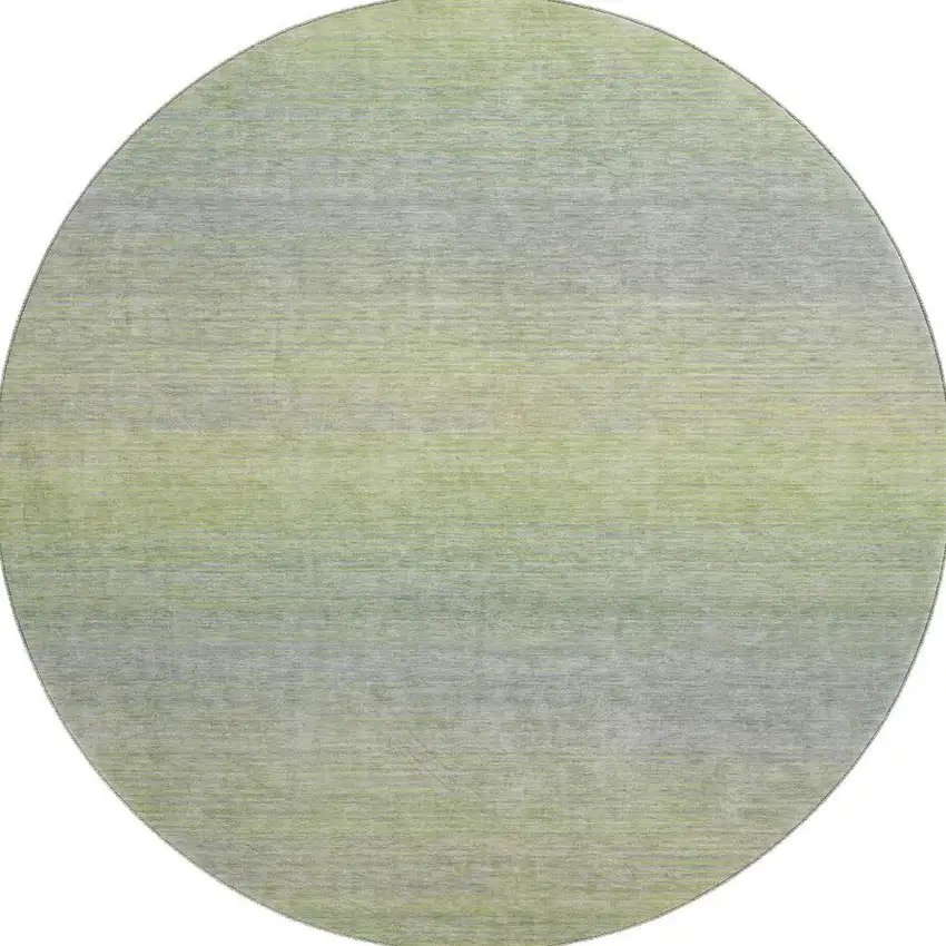 8' X 8' Artichoke Green And Gray Striped Washable Round Rug With UV Protection Photo 3