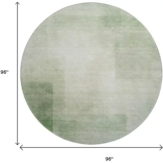8' X 8' Artichoke Green And Ivory Geometric Washable Round Rug With UV Protection Photo 9