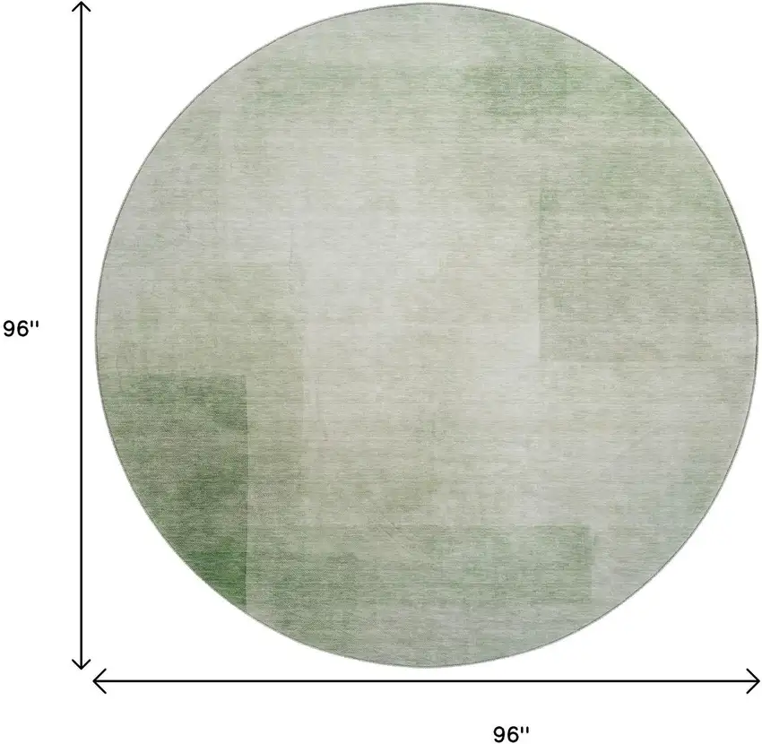 8' X 8' Artichoke Green And Ivory Geometric Washable Round Rug With UV Protection Photo 9
