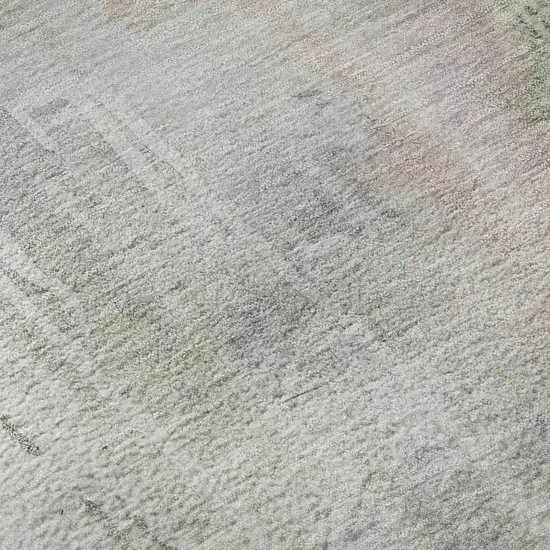 8' X 8' Artichoke Green Gray And Purple Abstract Washable Round Rug With UV Protection Photo 8