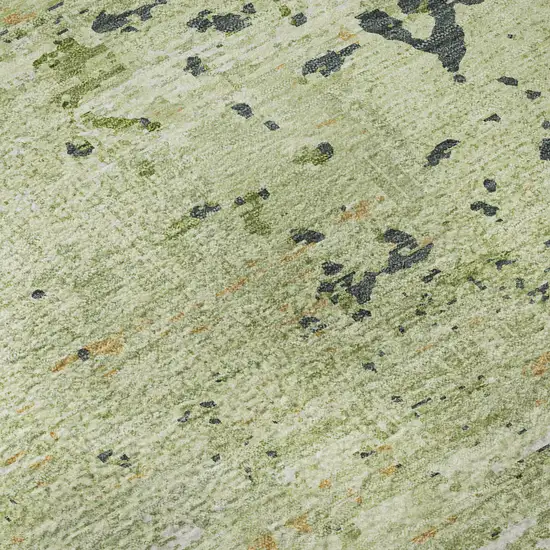 8' X 8' Artichoke Green Ivory And Charcoal Abstract Washable Round Rug With UV Protection Photo 8