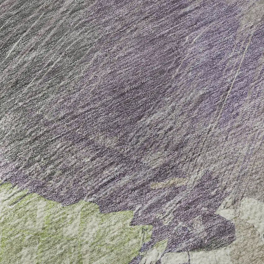 8' X 8' Artichoke Green Ivory And Taupe Abstract Washable Round Rug With UV Protection Photo 8