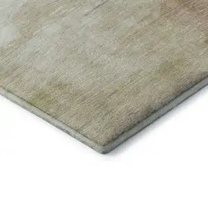 Photo of 8' X 8' Artichoke Green Lavender And Ivory Abstract Washable Round Rug With UV Protection