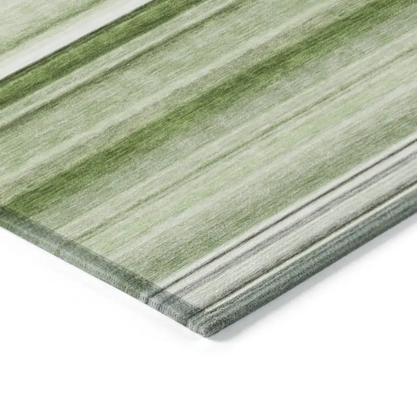 Artichoke Green Striped Washable Non Skid Indoor Outdoor Area Rug Photo 5