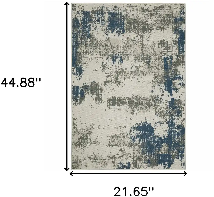 2' X 3' Beige Abstract Stain Resistant Indoor Outdoor Area Rug Photo 8