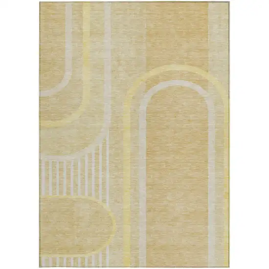3' X 4' Beige Abstract Washable Non Skid Indoor Outdoor Area Rug Photo 4