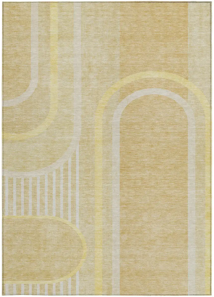 3' X 4' Beige Abstract Washable Non Skid Indoor Outdoor Area Rug Photo 4