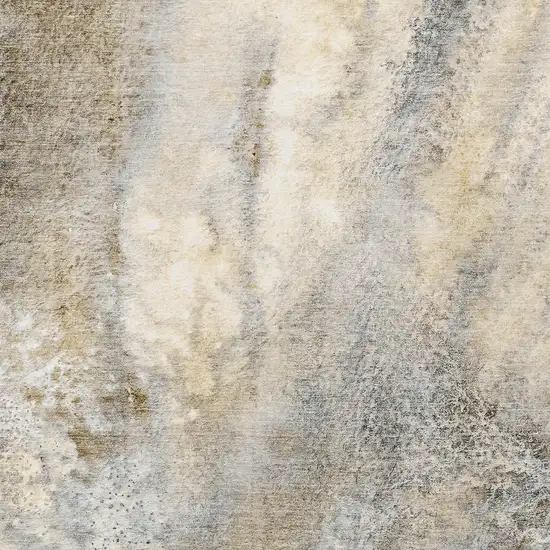 Beige Abstract Washable Non Skid Indoor Outdoor Area Rug Photo 6