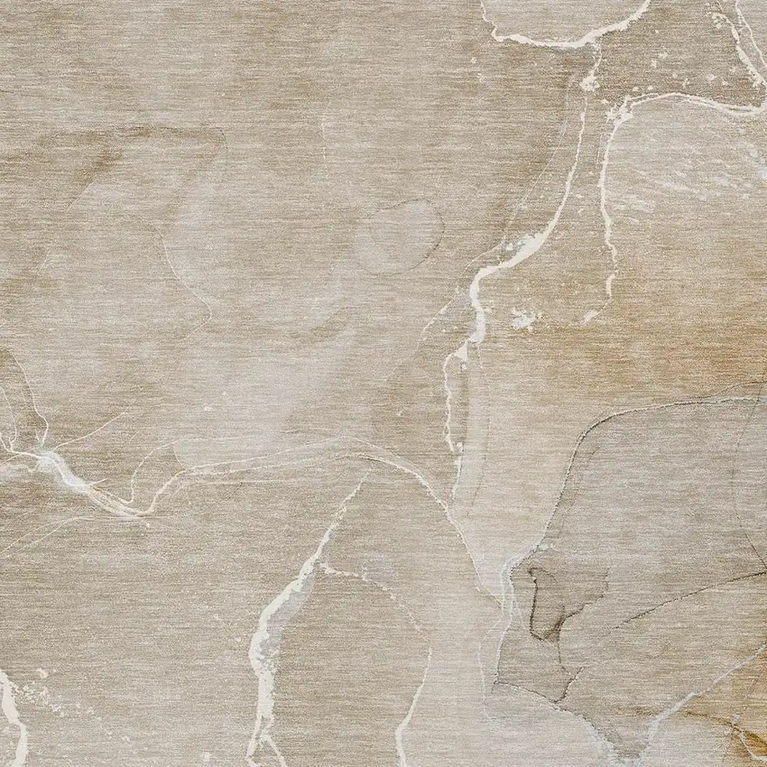 Beige Abstract Washable Non Skid Indoor Outdoor Area Rug Photo 6